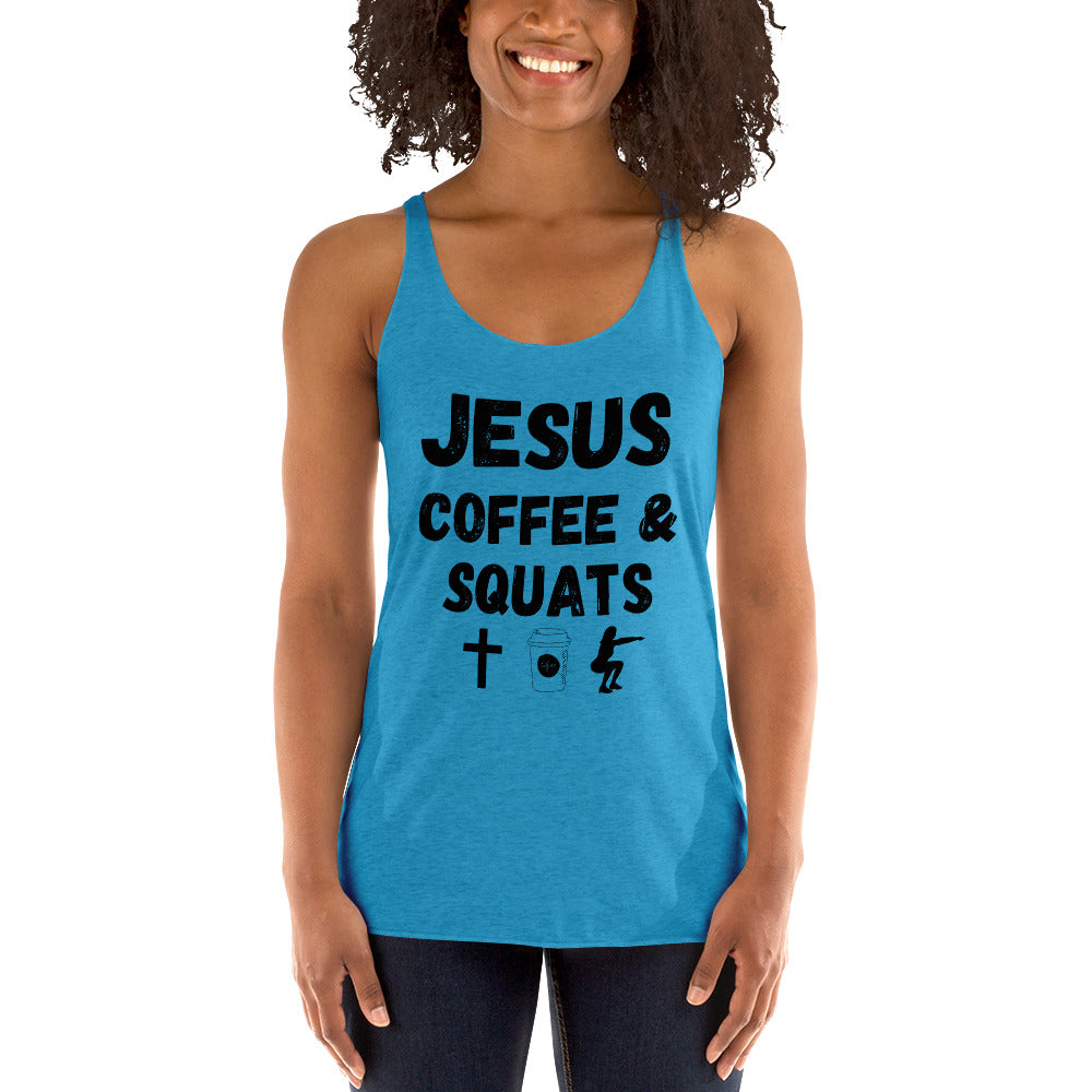 Jesus Coffee Squats Women's Racerback Tank